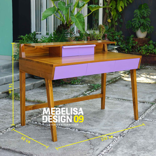 Meja Belajar Modern Minimalis Scandinavian Jati