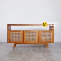 Meja Bufet TV 3 Pintu Xoxo Kombinasi Rotan Meja Bufet TV 3 Pintu Xoxo Kombinasi Rotan