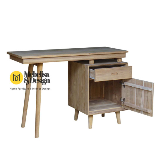 Meja Kantor Minimalis Reto Kayu Jati 1 Laci 1 Pintu