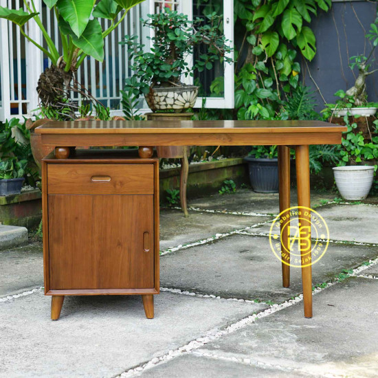 Meja Kantor Retro Minimalis Kayu Jati