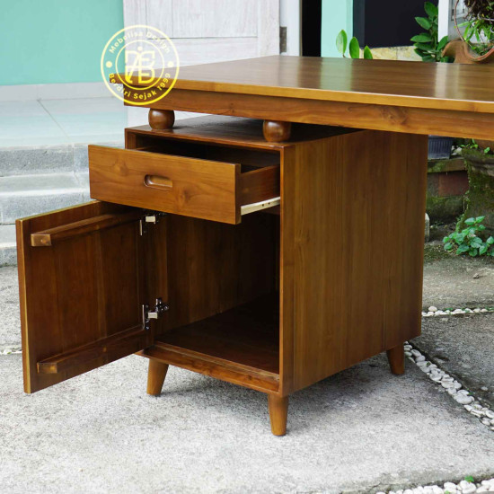 Meja Kantor Retro Minimalis Kayu Jati