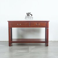 Meja Konsol Dinding Minimalis 2 Laci Kayu Jati Solid