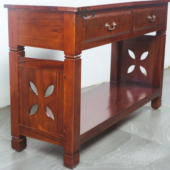 Meja Konsol Dinding Minimalis 2 Laci Kayu Jati Solid