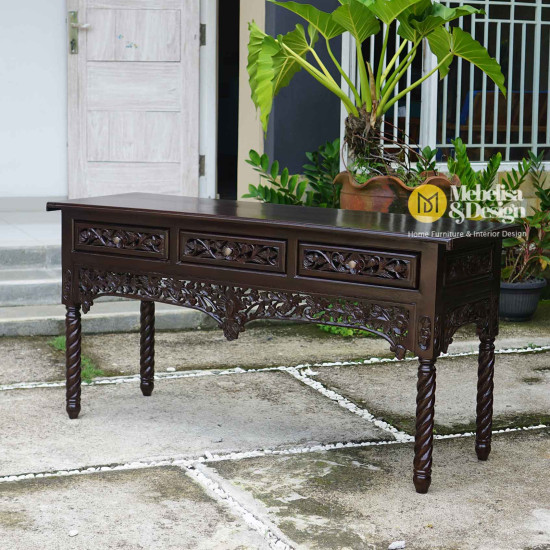 Meja Konsol Jati Ukiran Jepara 3 Laci