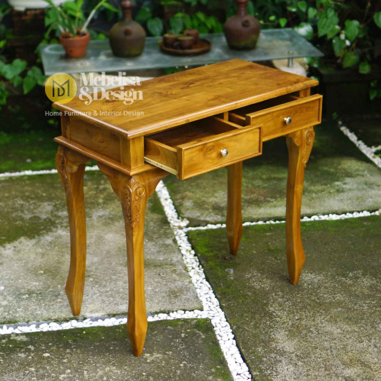 Meja Konsol Kayu Jati 2 Laci Minimalis Klasik