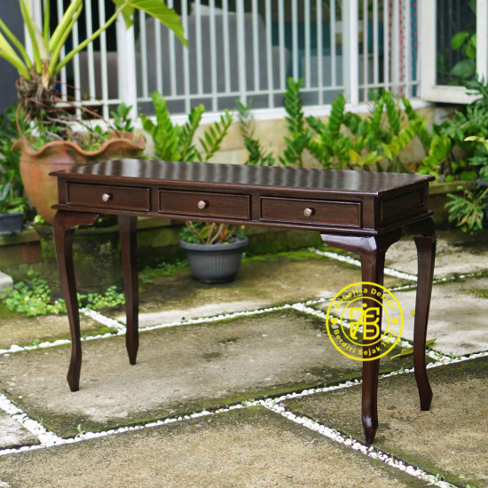 Meja Konsol Kayu Jati 3 Laci Kaki Lengkung Meja Konsol Kayu Jati 3 Laci Kaki Lengkung