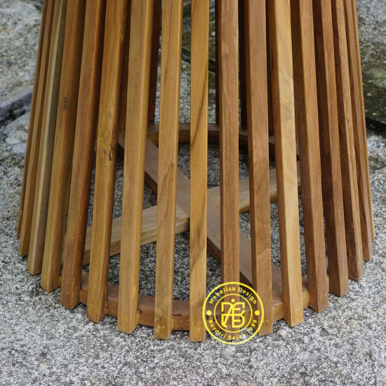 Meja Makan Bulat Kayu Jati Model Jari-Jari Minimalis