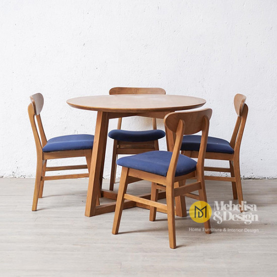 Meja Makan Bulat Set 4 Kursi Minimalis Trendi