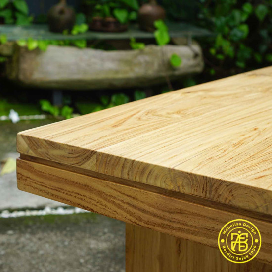 Meja Makan Kayu Jati Solid Minimalis Waterbased