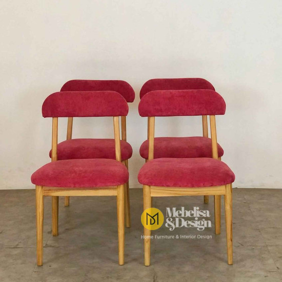 Meja Makan Minimalis Kayu Jati Set 4 Kursi Jok Modern