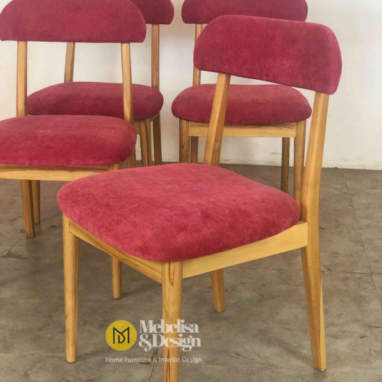 Meja Makan Minimalis Kayu Jati Set 4 Kursi Jok Modern