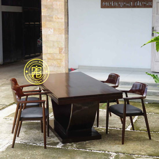 Meja Makan Minimalis Model Perahu Set 4 Kursi Retro