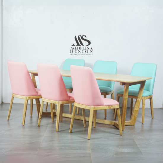 Meja Makan Minimalis Set 6 Kursi Jok Modern Design