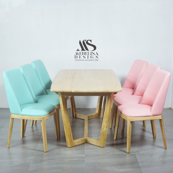 Meja Makan Minimalis Set 6 Kursi Jok Modern Design