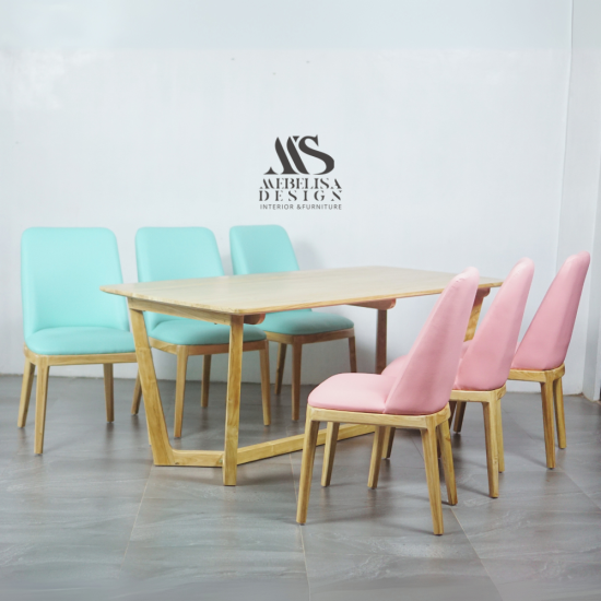 Meja Makan Minimalis Set 6 Kursi Jok Modern Design