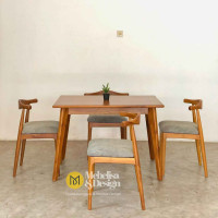 Meja Makan Retro Set 4 Kursi Cafe Model Tanduk