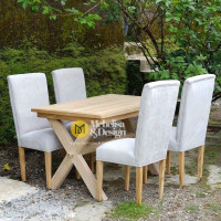 Meja Makan Set 4 Kursi Jok Minimalis Natural Bleaching