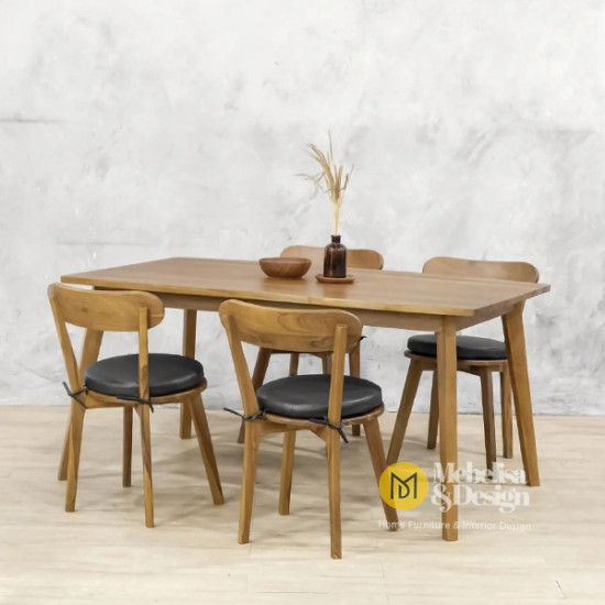 Meja Makan Set 4 Kursi Model Scandinavian Jati