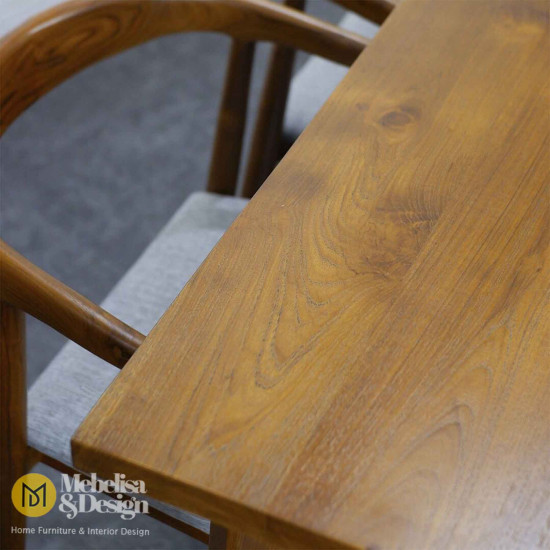 Meja Makan Set 6 Kursi Cafe Model Retro Kayu Jati