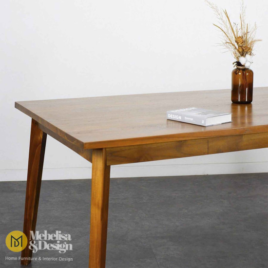 Meja Makan Set 6 Kursi Cafe Model Retro Kayu Jati