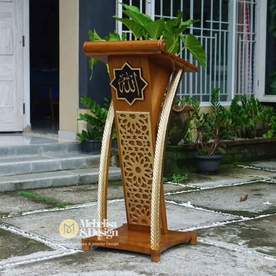 Meja Mimbar Podium Ceramah Kayu Jati Ukiran