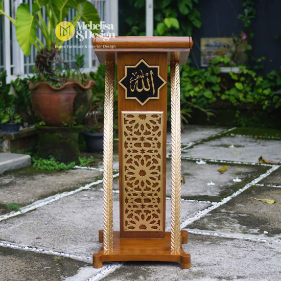 Meja Mimbar Podium Ceramah Kayu Jati Ukiran