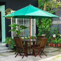 Meja Payung Taman Cafe Outdoor Set Kursi Lipat Jati