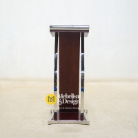 Meja Podium Kayu Jati Stainless