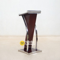 Meja Podium Kayu Jati Stainless
