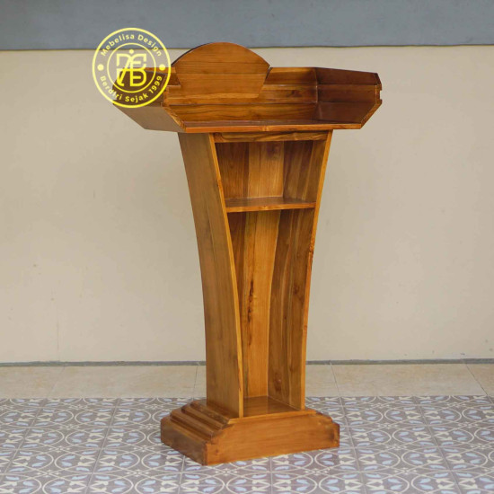 Meja Podium Pidato Minimalis Kayu Jati Ukiran Jokowi