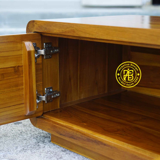 Meja TV Kayu Jati Minimalis Modern Kombinasi Putih Meja TV Kayu Jati Minimalis Modern Kombinasi Putih
