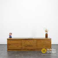 Meja TV Minimalis Modern Kayu Jati 2 Laci