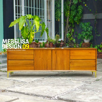 Meja TV Modern Bufet Ruang Tamu Industrial Kaki Besi