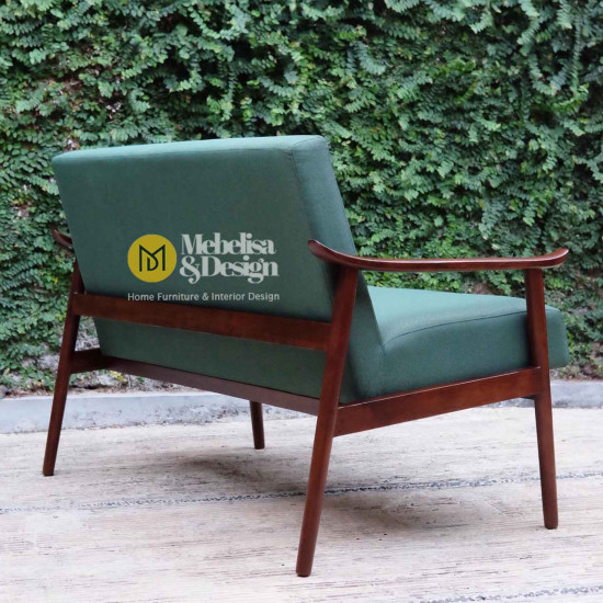 Mid-Century Sofa Bangku 2 Seater Kayu Jati Jepara