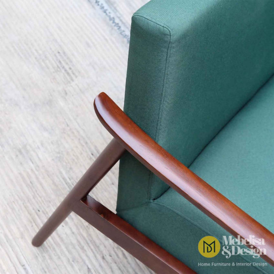 Mid-Century Sofa Bangku 2 Seater Kayu Jati Jepara