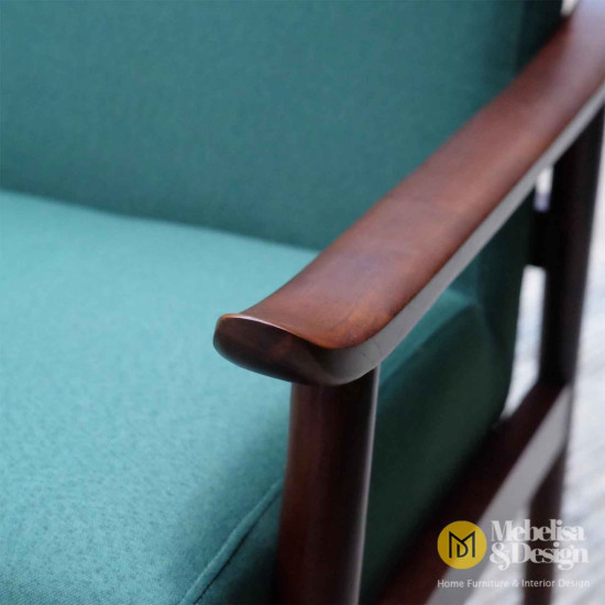 Mid-Century Sofa Bangku 2 Seater Kayu Jati Jepara
