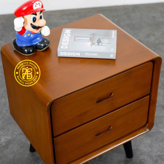 Nakas Bedside Minimalis Retro Kayu Jati 2 Laci Nakas Bedside Minimalis Retro Kayu Jati 2 Laci
