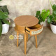 Nakas Bedside Retro Bulat Kayu Jati Mix Rotan