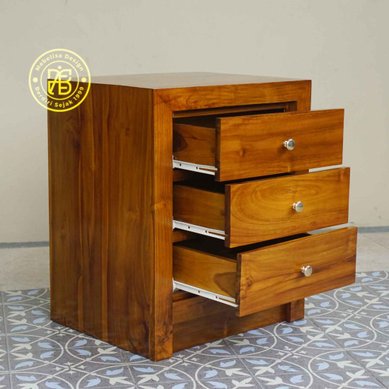 Nakas Laci Samping Tempat Tidur Minimalis Kayu Jati