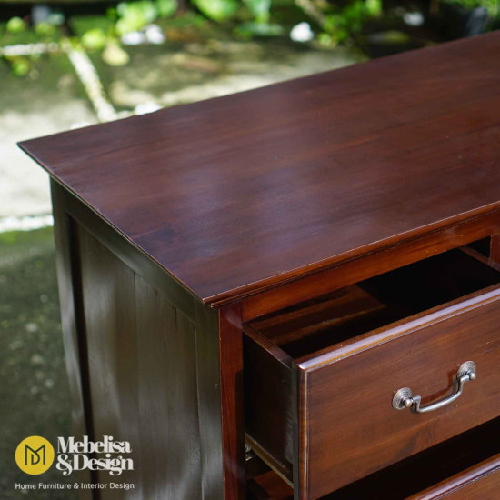 Nakas Minimalis Lemari Arsip Kayu Jati 5 Laci Antik