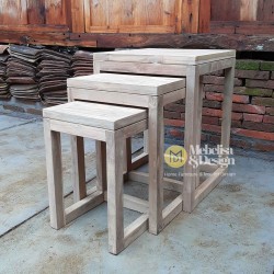 Recycled Teak Wood Nesting Table Albern 3 stacks