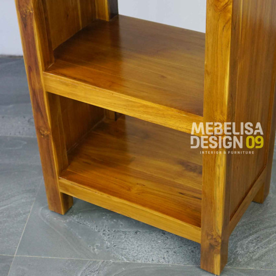 Rak Buku Minimalis Pajangan Ruang Tamu Kayu Jati