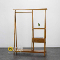 Rak Gantungan Baju Minimalis Serbaguna Kayu Jati