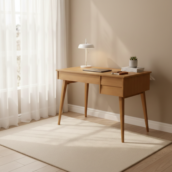 Yazmin Desk Meja Belajar Scandinavian Jati
