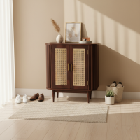 Yana Shoe Cabinet Bufet Rak Sepatu Kayu Jati Kombinasi Rotan