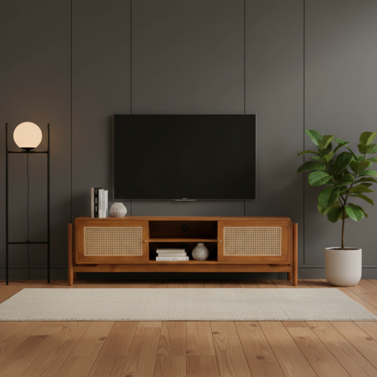 Zaria TV Console Bufet Ruang Tamu Meja TV Retro Mid-Century