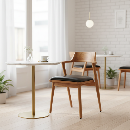 Zahra Chair Kursi Makan Cafe Model Retro Berlapis Kain Jok