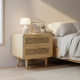 Zafa Bedside Table Meja Nakas Retro 2 Laci Kombinasi Rotan