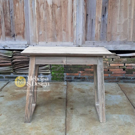 Scandinavian Writing Desk Recycled Teak Wood 2 Drawers