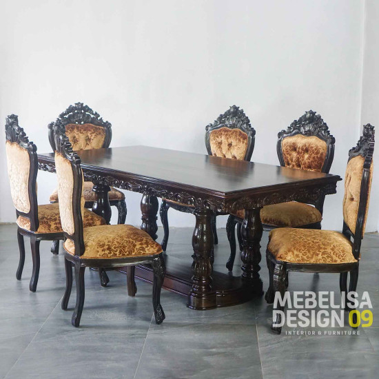 Set Kursi Meja Makan Ganesa Ukiran Kayu Jati